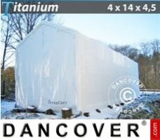 Varastoteltta Titanium 4x14x3,5x4,5m, Valkoinen
